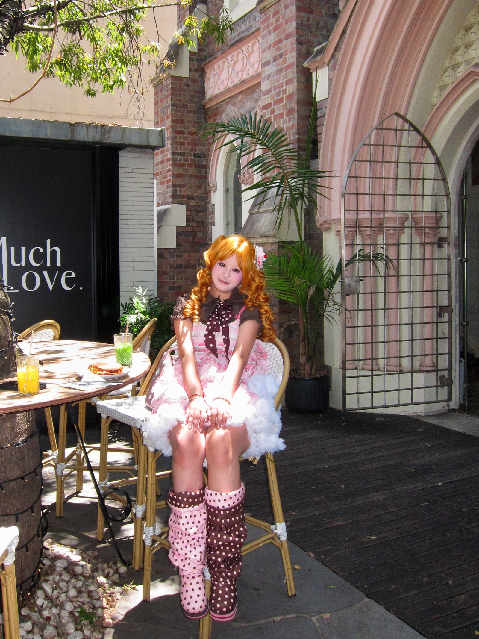 pinkbrownpolkadotboots
